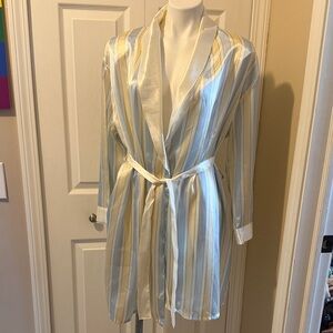 Vintage Striped Faux Satin Robe, Size S